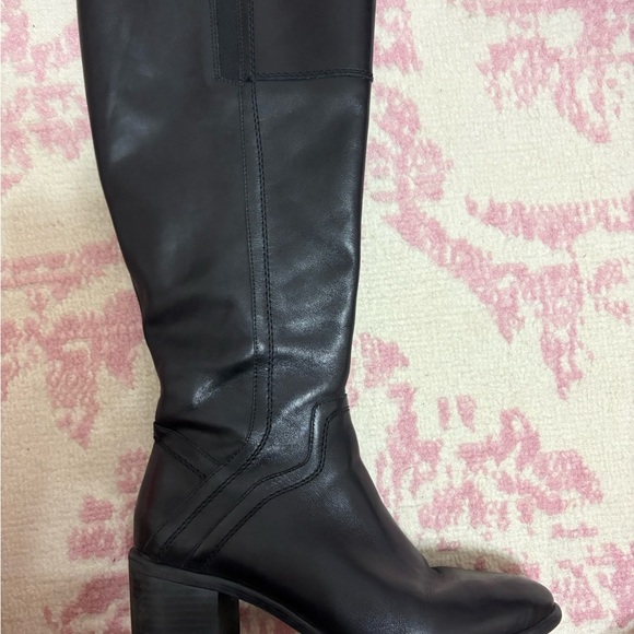Franco Sarto Black Leather Knee-High Heeled Boots Women’s Size 8 - Picture 12 of 12